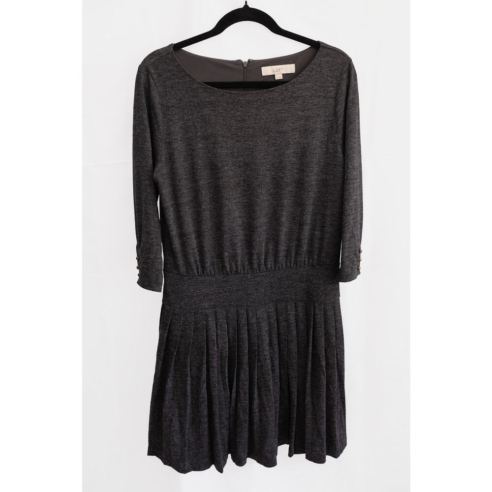 Ann Taylor LOFT Long Sleeve Dress Dark Gray size 8